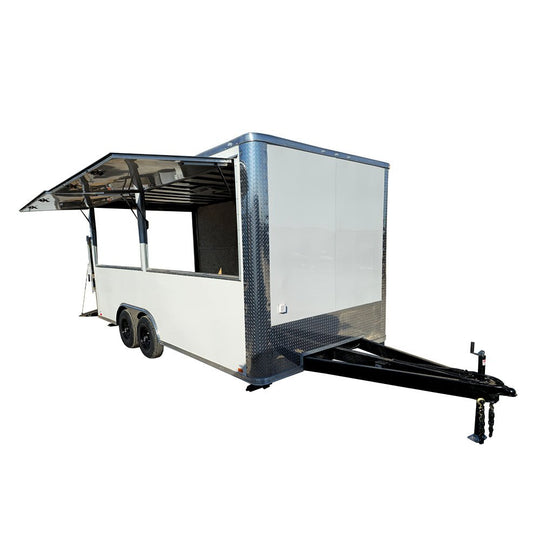 8.5' X 18' White Marketing Event Concession Trailer - SLE Equipment - 1