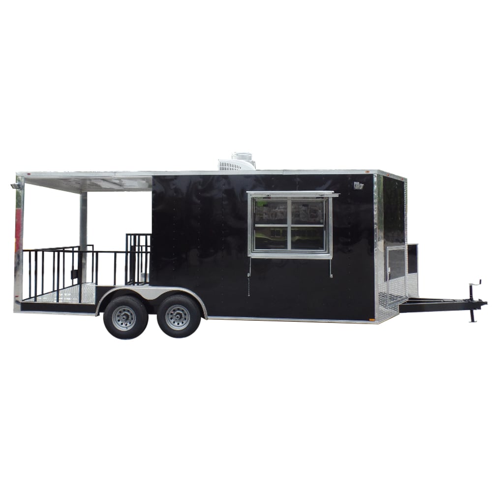 8.5' x 20' Concession Food Trailer Black BBQ Event