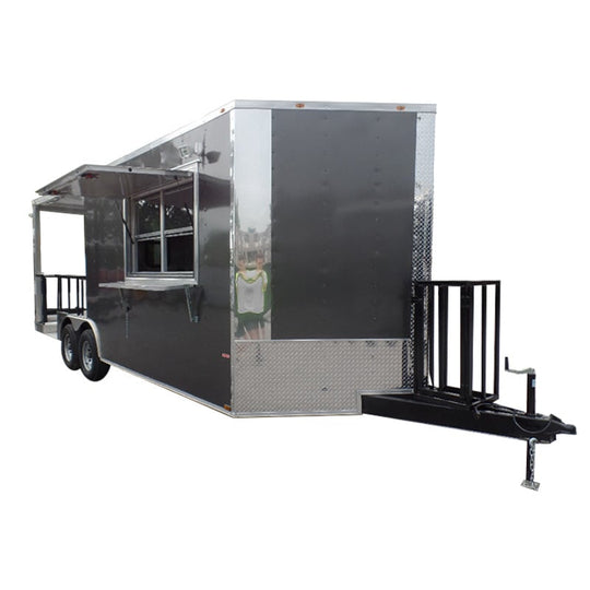 8.5' x 22' Concession Trailer Charcoal Grey BBQ Food