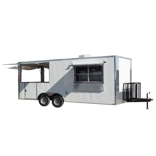 8.5' x 20' Concession Food Trailer White BBQ Event Catering