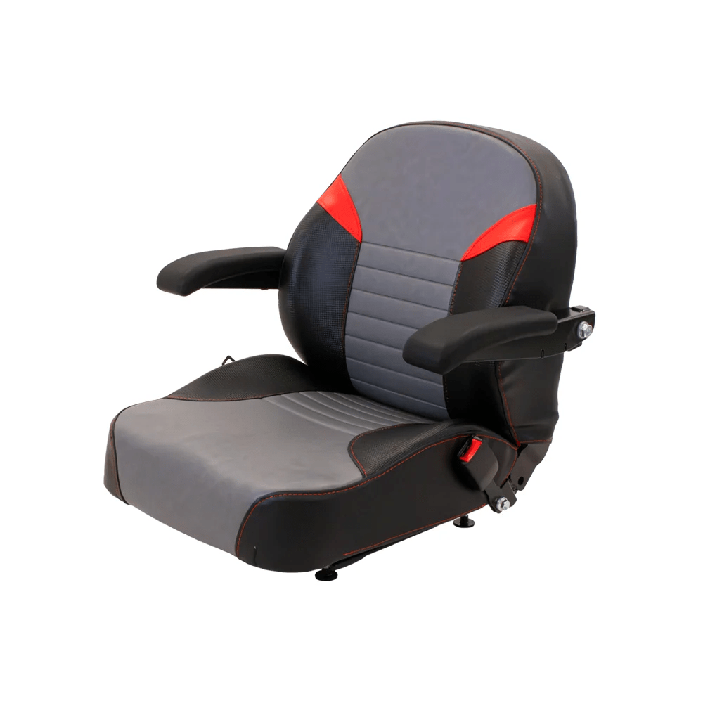 Uni Pro Black and Gray Lawn Mower Seat with Arm Rests - SLE Equipment - 1