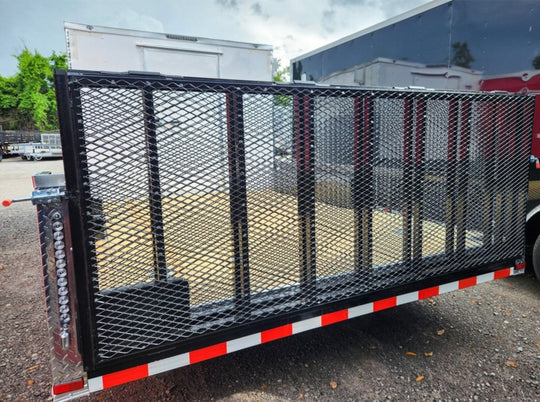 8.5' x 20' White V-Nose Hybrid Enclosed Trailer – Dual 7K Axles Rear Bi- Fold Gate Up