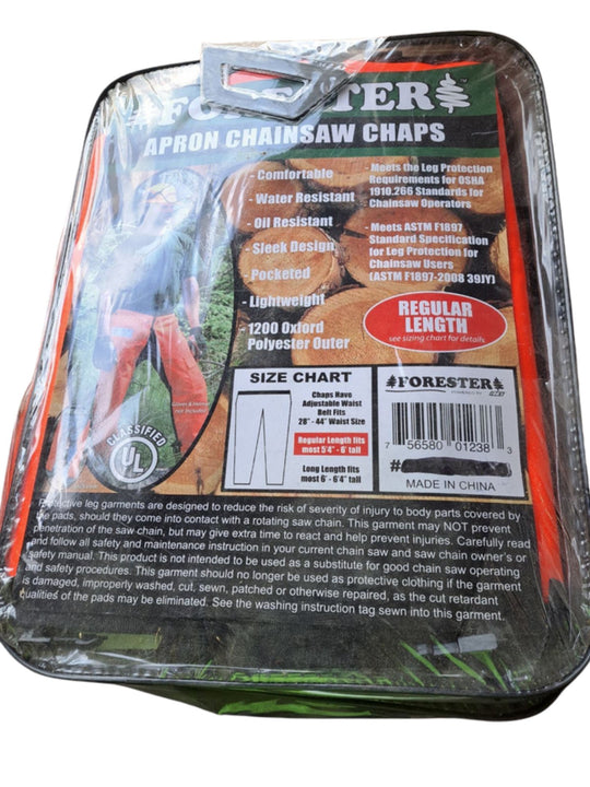Forester Orange Apron Chaps - Size Regular 35" - 37" Length - SLE Equipment - 2