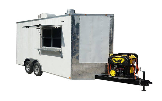 Concession Trailer 8.5' X 16' White Food Event Catering - SLE Equipment - 1