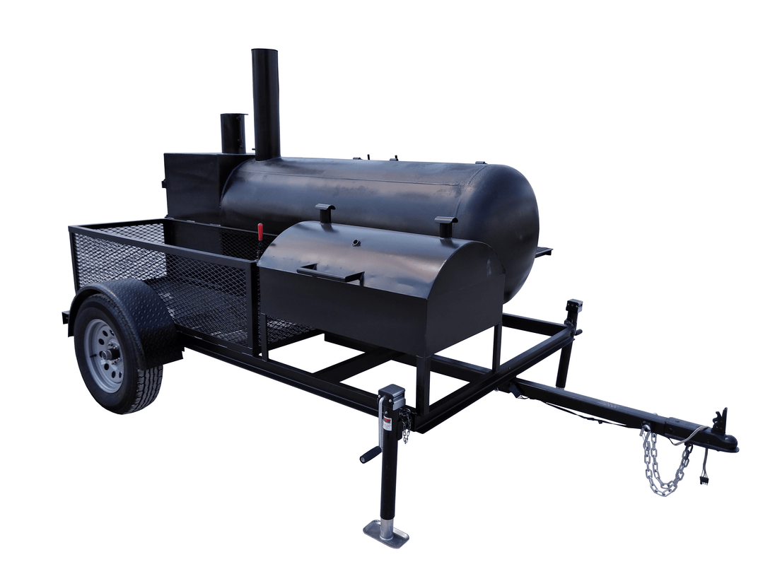 Smoker Trailer 12FT Reverse Flow Wood Cage BBQ Cooker