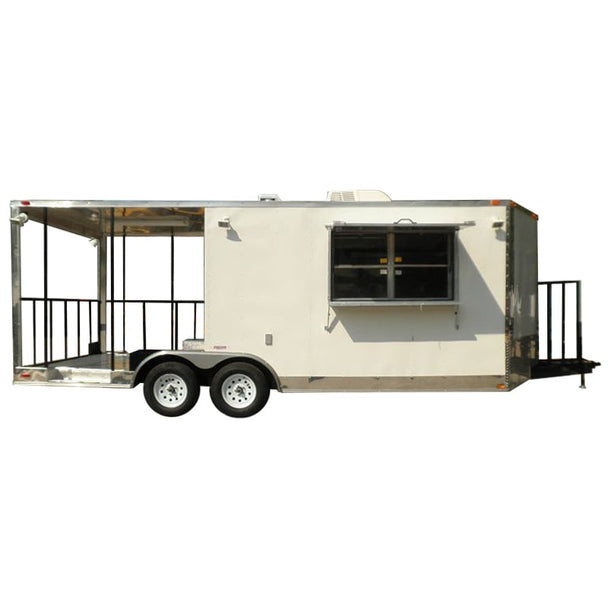 Concession Trailer 8.5'x20' White - BBQ Smoker Food Concession