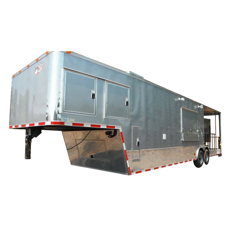 Concession Trailer 8.5' x 38' Silver Gooseneck Catering