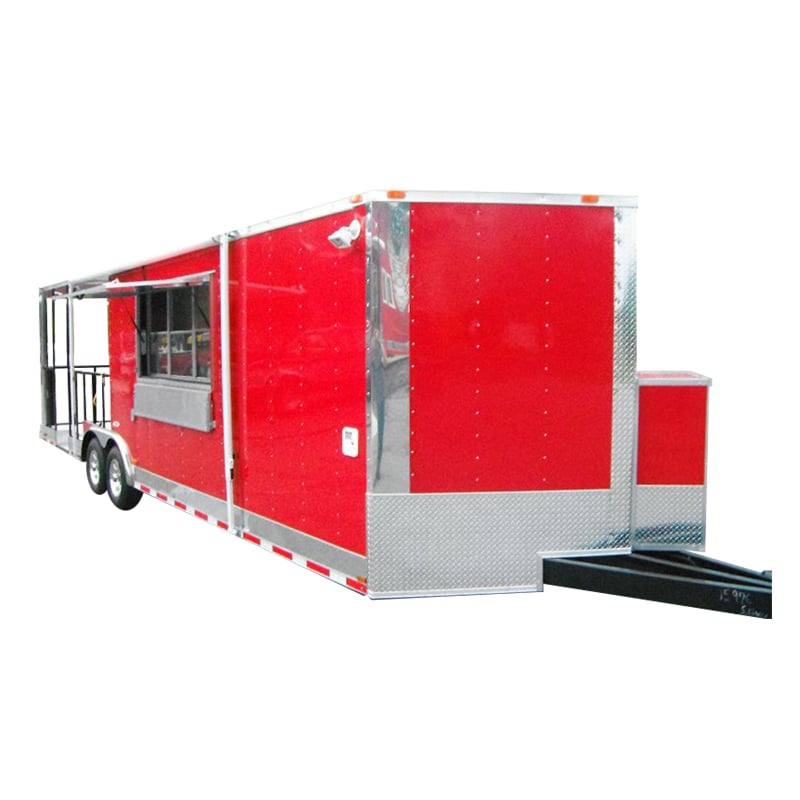 Concession Trailer 8.5' x 28' BBQ Smoker Event Catering (Red)