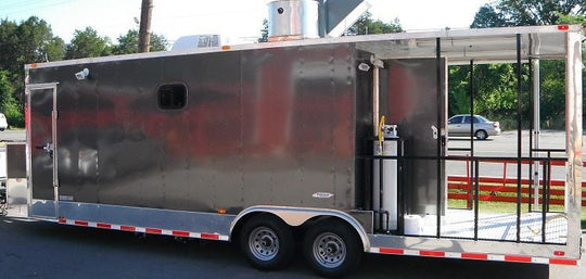 Concession Trailer 8.5' x 26' Beige - Vending BBQ Smoker Food Event Restroom