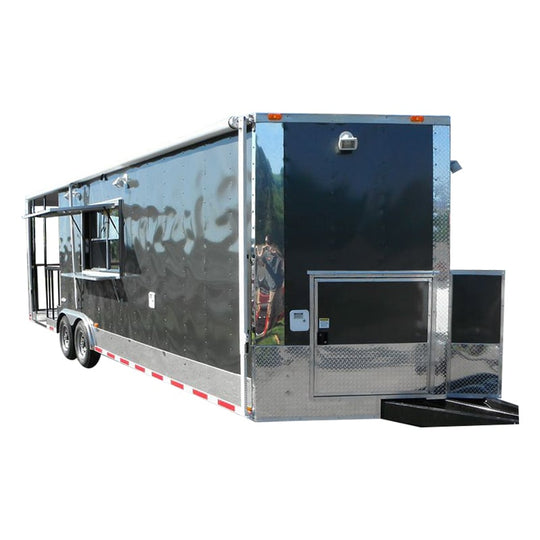 Concession Trailer 8.5' x 26' Beige - Vending BBQ Smoker Food Event Restroom