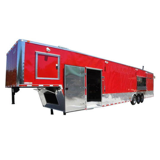 Concession Trailer 8.5'x48' Gooseneck Catering BBQ Smoker Event (Red)