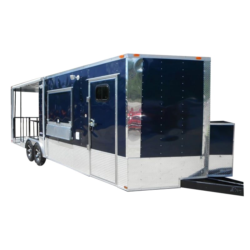 Concession Trailer 8.5' x 26' Indigo Blue - BBQ Smoker Food Vending