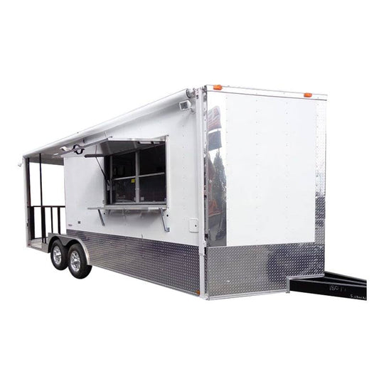 Concession Trailer 8.5'x20' White - Food Event Catering BBQ Smoker - SLE Equipment - 1