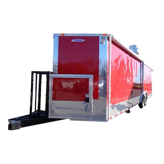 Concession Trailer 8.5' x 28' BBQ Smoker Food Event Catering (Red) - SLE Equipment - 1