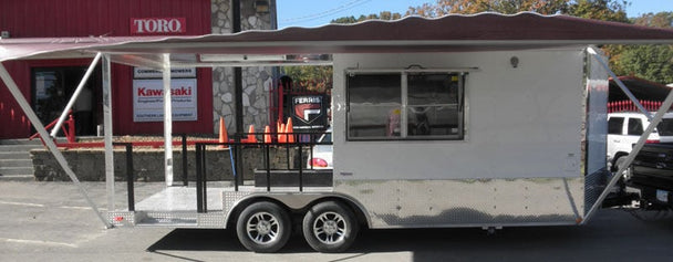 Concession Trailer 8.5'x20' White - BBQ Smoker Event Vending