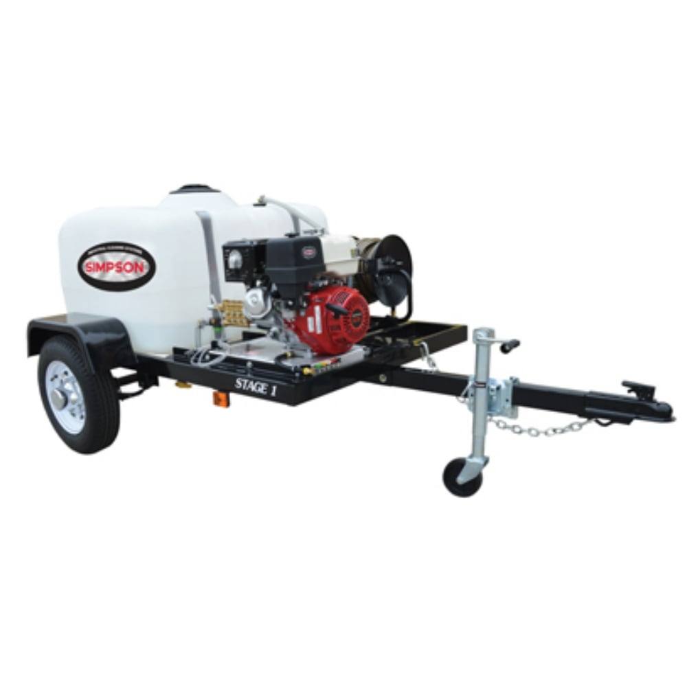 Simpson 1B - 95006 4,000 PSI Electric Pressure Washer Package with Tank and Trailer - SLE Equipment - 1