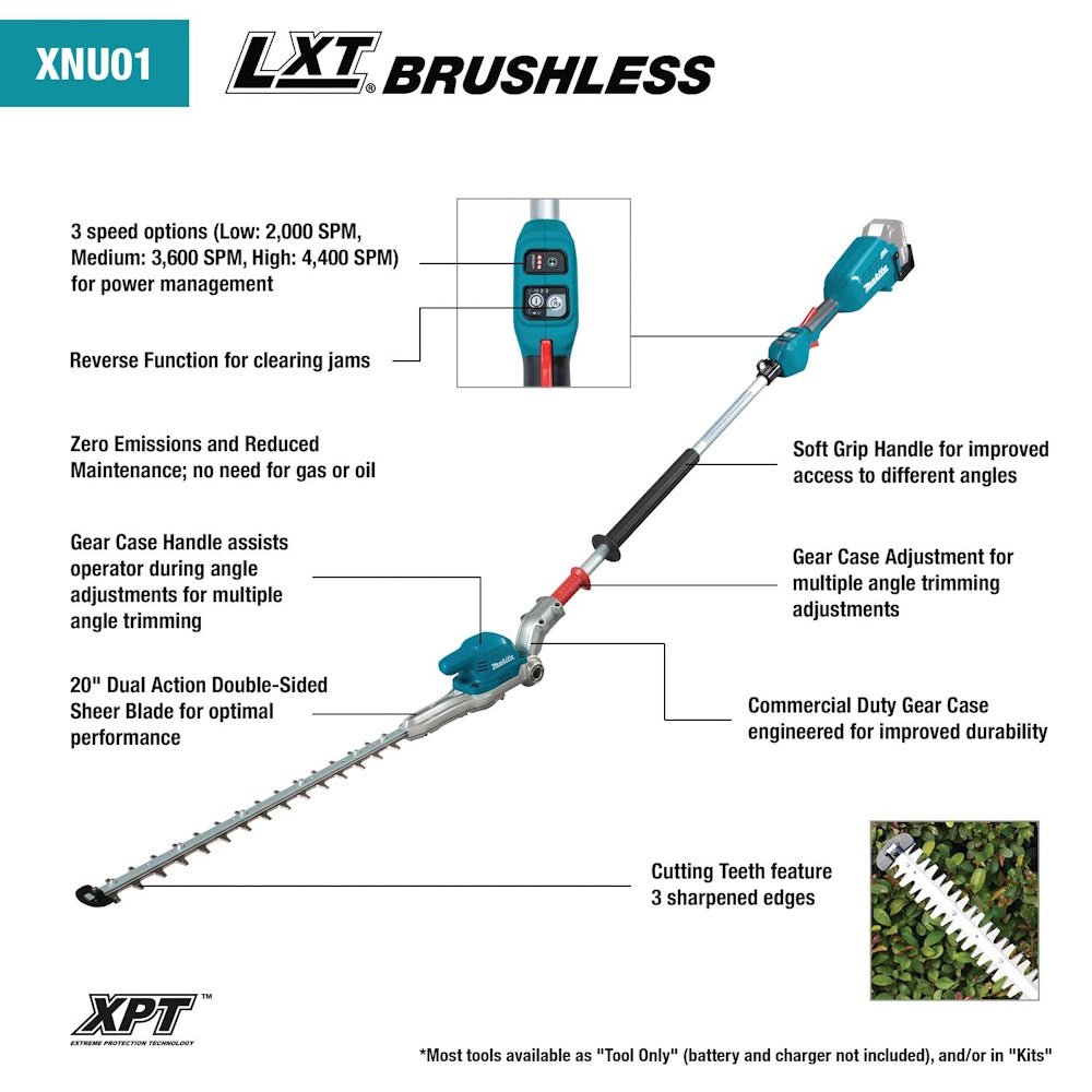 Makita XNU01Z 18V LXT 20" Articulating Pole Hedge Trimmer - Tool Only - SLE Equipment - 2