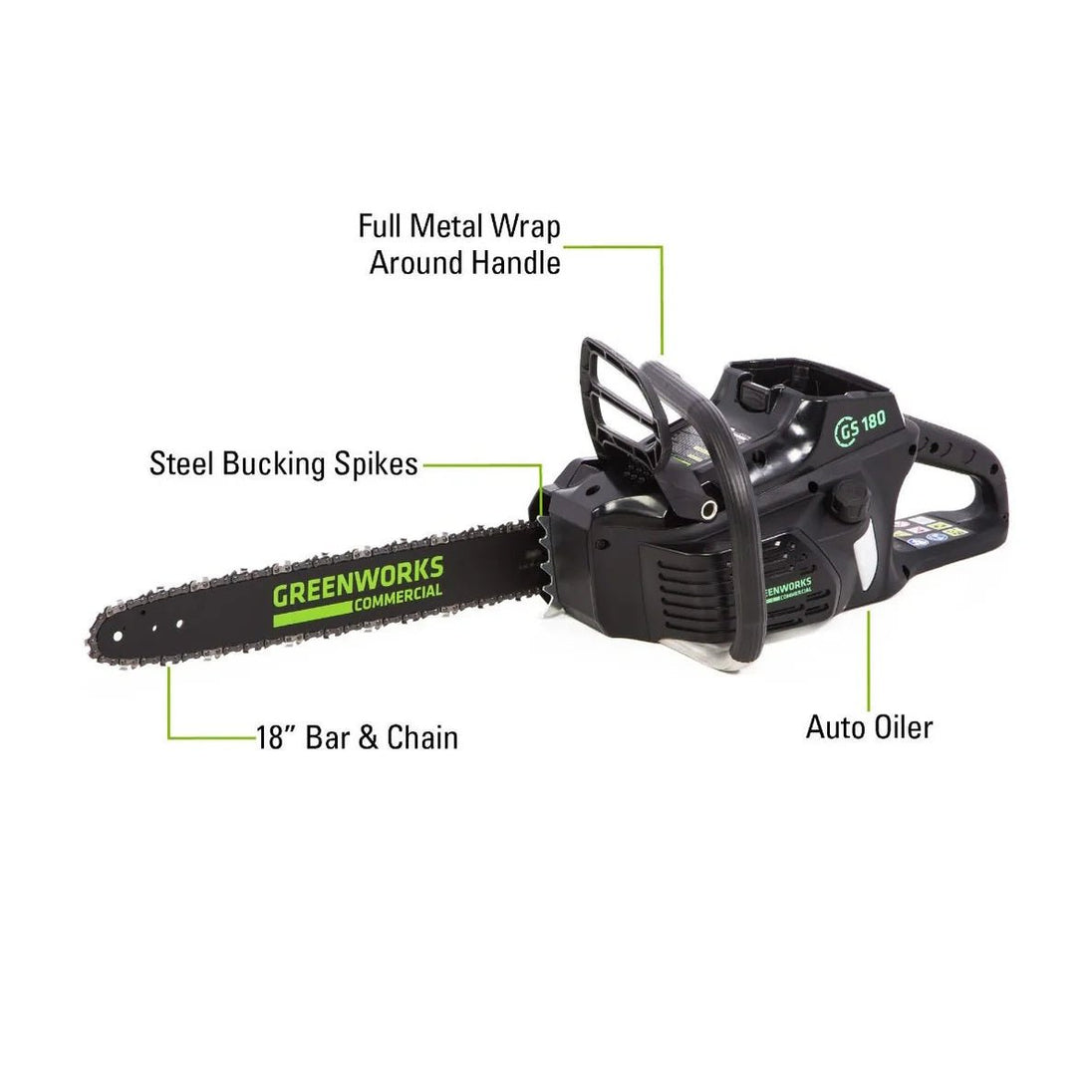 Greenworks Commercial GS - 110 10" 40V Top Handle Chainsaw w/2.5Ah Battery & Rapid Charger - SLE Equipment - 5