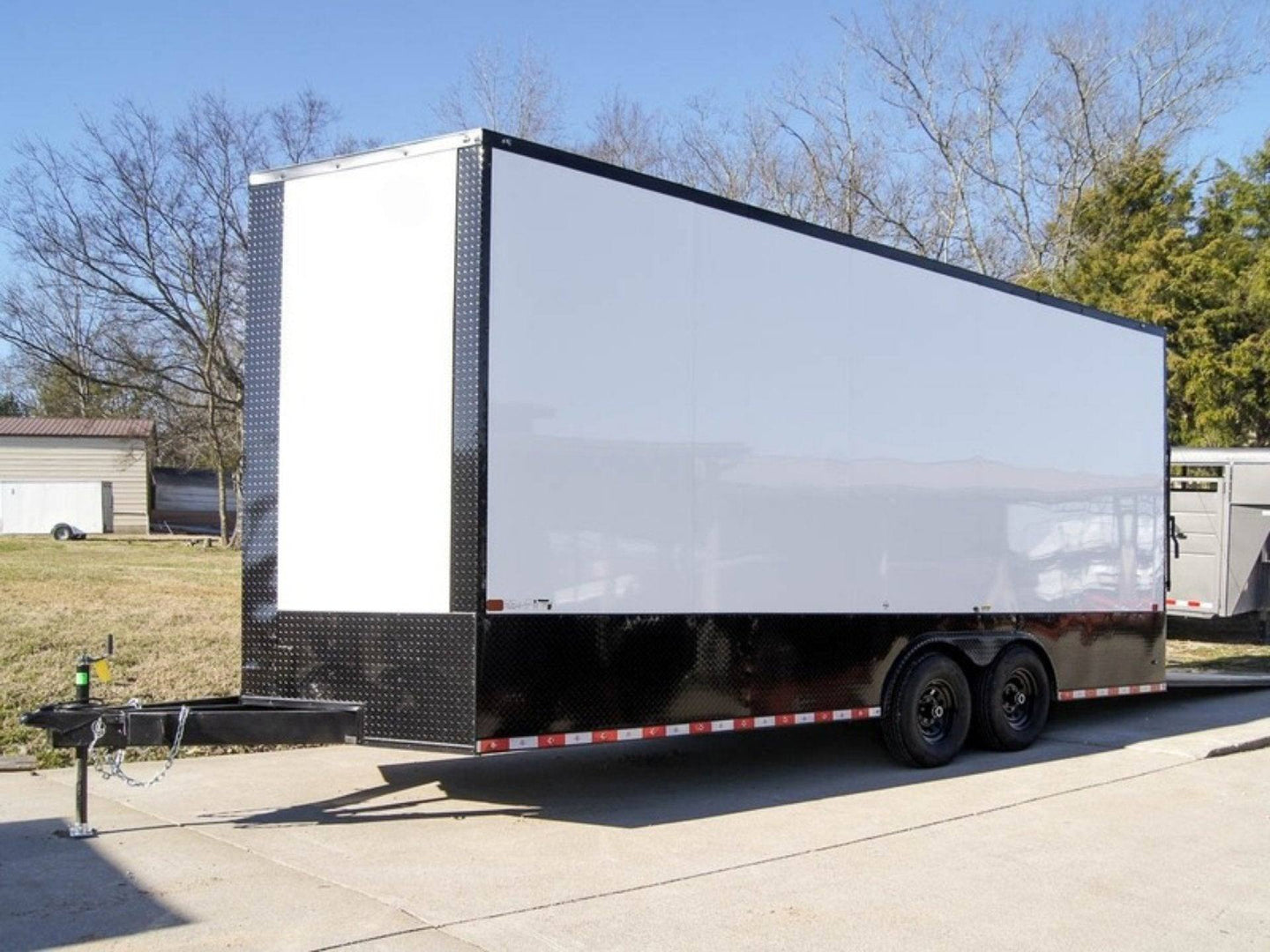 8.5x20 White V - Nose Enclosed Trailer with Blackout Pkg (2) 5,200lb Axles - SLE Equipment - 1