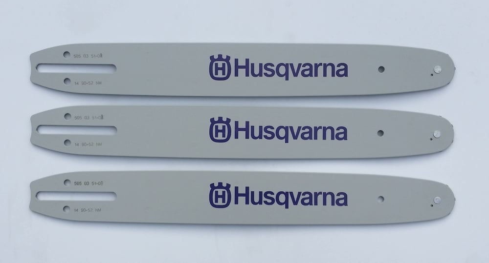 Three Husqvarna 14" Chainsaw Bars 52DL .043 Gauge 505035101