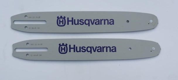 Two Husqvarna 12" Chainsaw Bars 45DL .043 Gauge 505035102