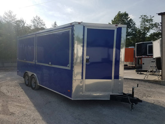 8.5' X 18' Custom Cobalt Blue Enclosed Trailer - SLE Equipment - 1