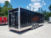 8.5' x 30'  Black Flat Nose w/ Header Cap Concession Food Trailer