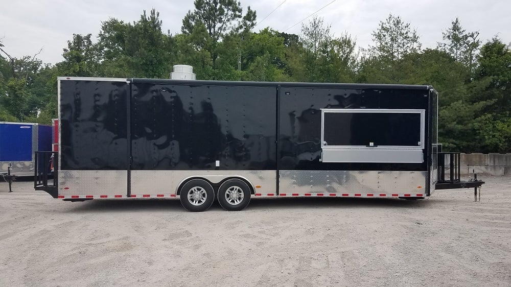 8.5' x 28' Black Concession Food Trailer