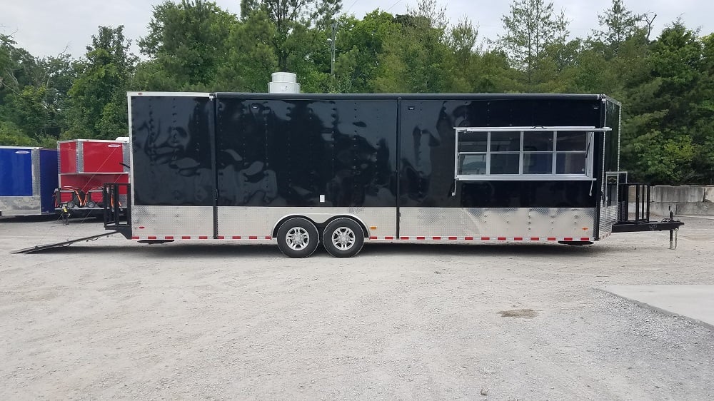 8.5' x 28' Black Concession Food Trailer