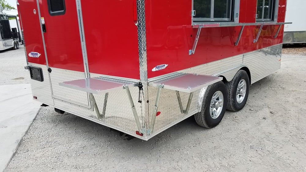 8.5' x 16' Red Half V-nose Half Flat Front Food Trailer With Appliances