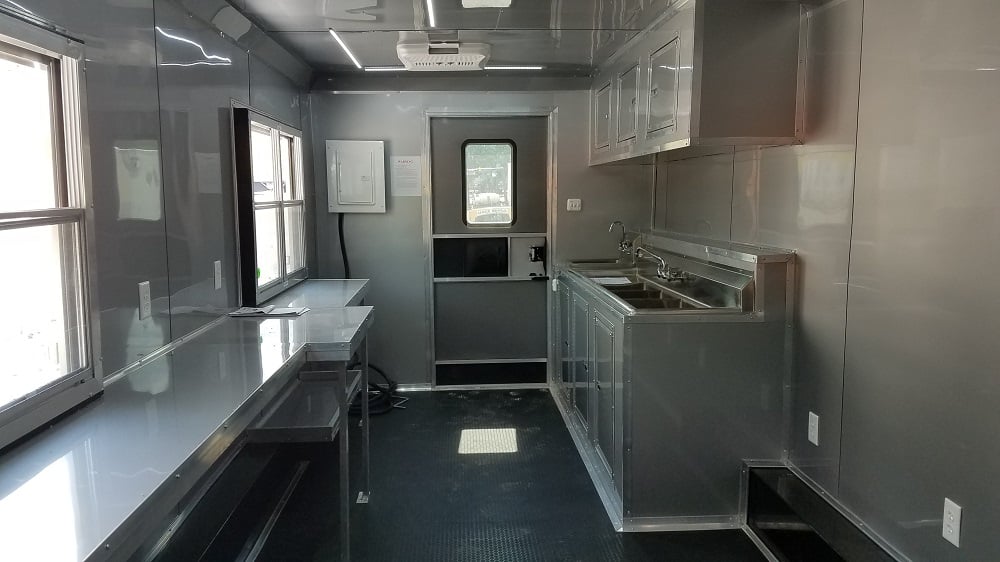 8.5' x 20' Penske Yellow Flat Nose Concession Food Trailer