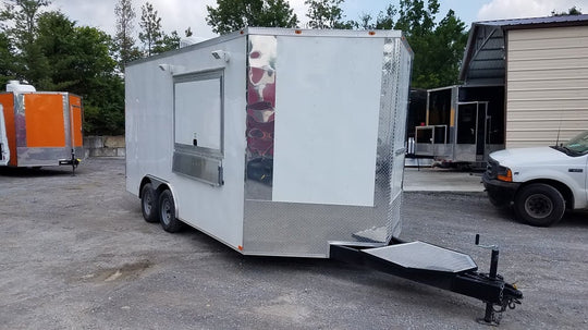 8.5' x 16' White Catering Event Concession Food Trailer With Appliances