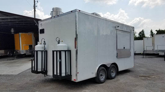 8.5' x 16' White Catering Event Concession Food Trailer With Appliances