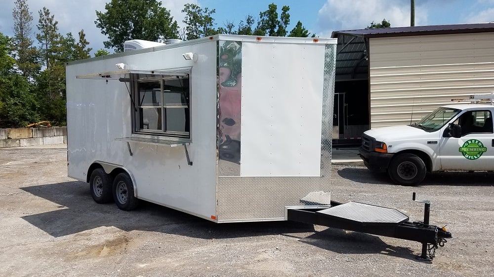 8.5' x 16' White Catering Event Concession Food Trailer With Appliances