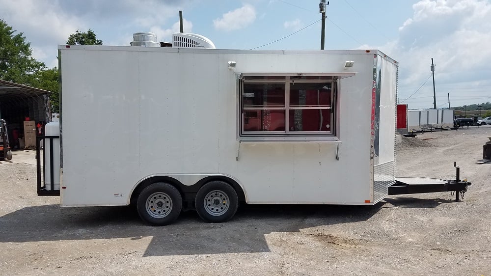 8.5' x 16' White Catering Event Concession Food Trailer With Appliances