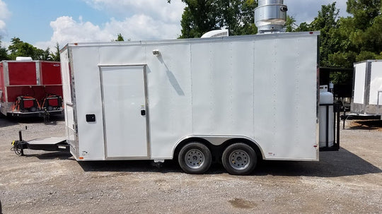 8.5' x 16' White Catering Event Concession Food Trailer With Appliances