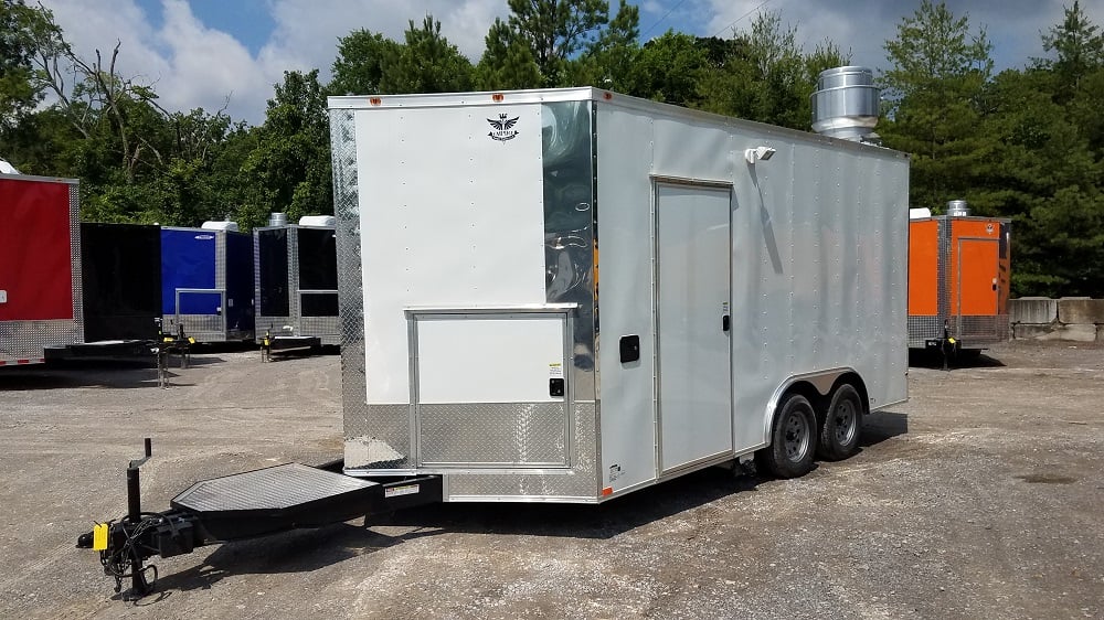 8.5' x 16' White Catering Event Concession Food Trailer With Appliances