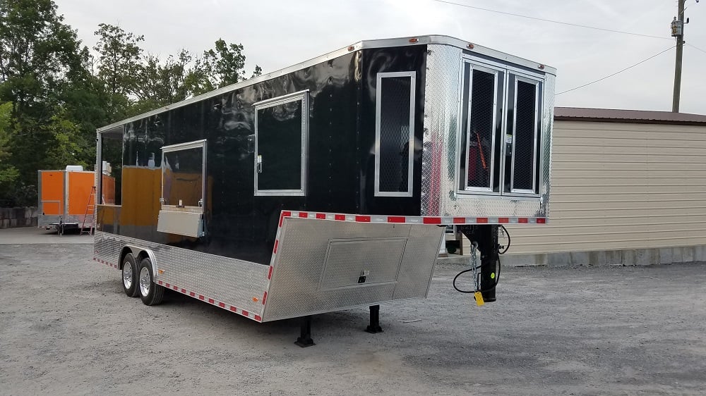 8.5' x 30' Black Goose Neck Concession Food Trailer With Appliances