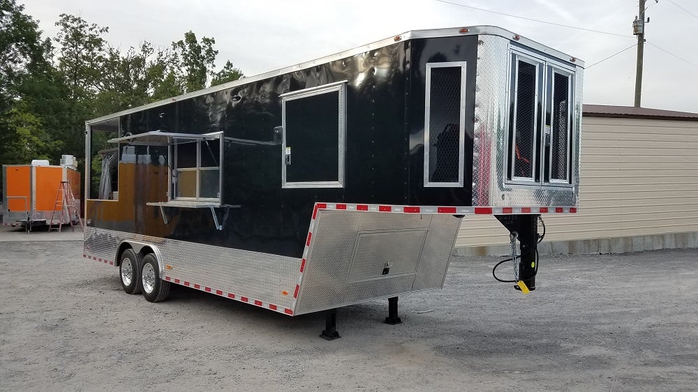 8.5' x 30' Black Goose Neck Concession Food Trailer With Appliances