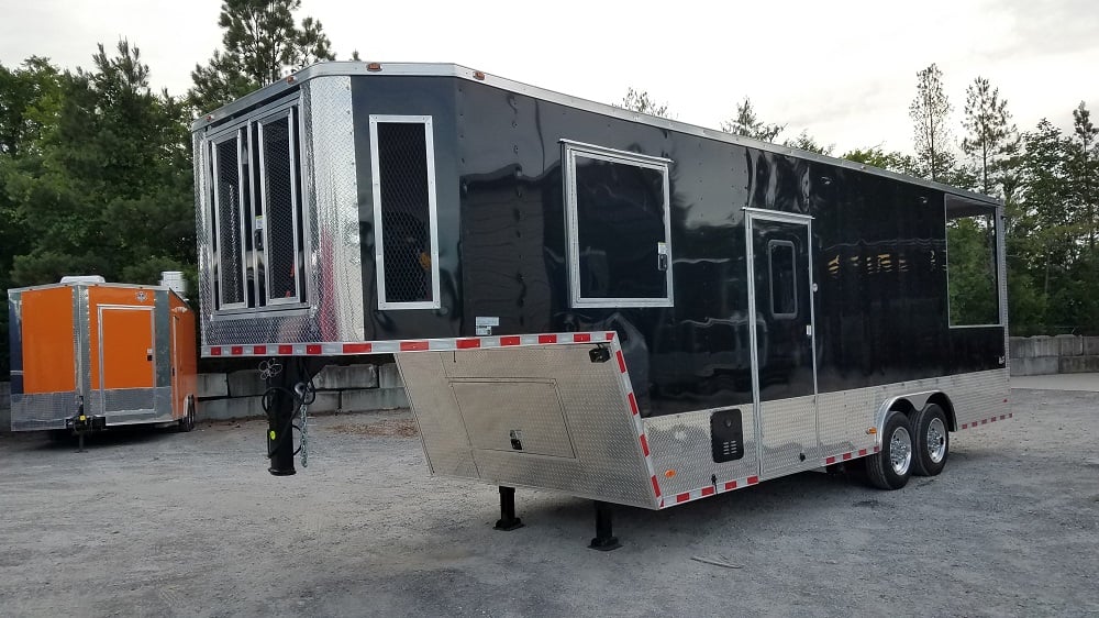 8.5' x 30' Black Goose Neck Concession Food Trailer With Appliances