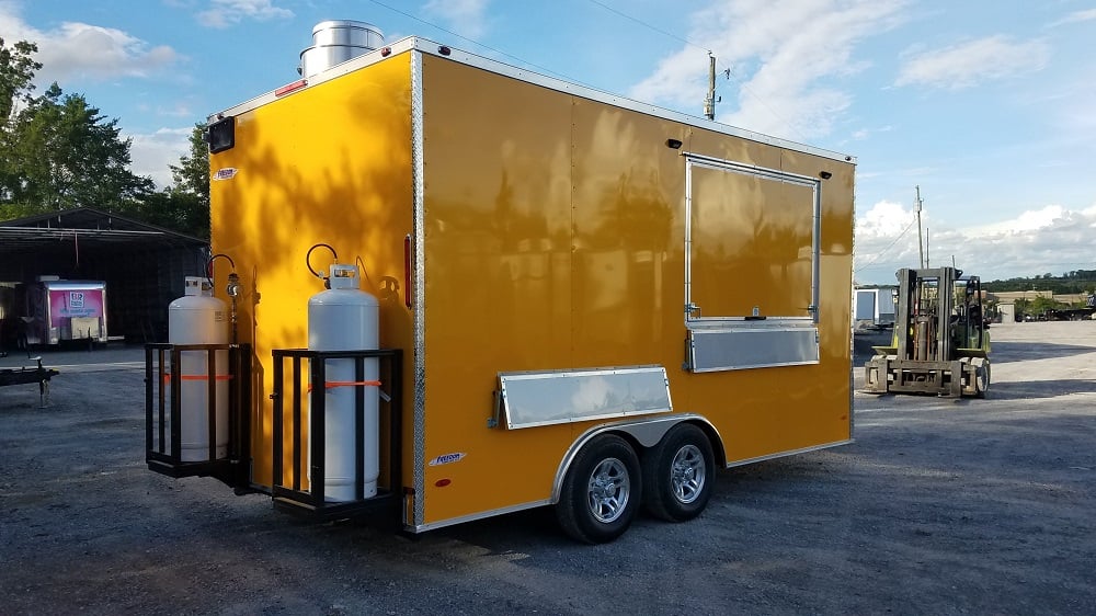 8.5' x 16' Yellow Food Concession Trailer with Appliances