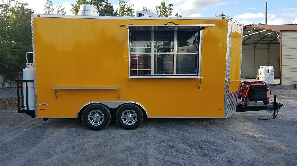 8.5' x 16' Yellow Food Concession Trailer with Appliances