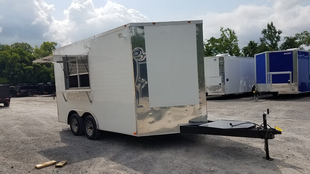 8.5' x 14' White Concession Food Trailer