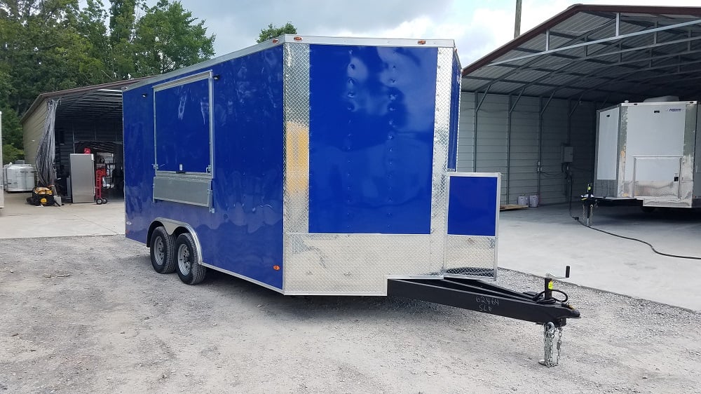 8.5' x 16' Cobalt Blue Concession Food Trailer