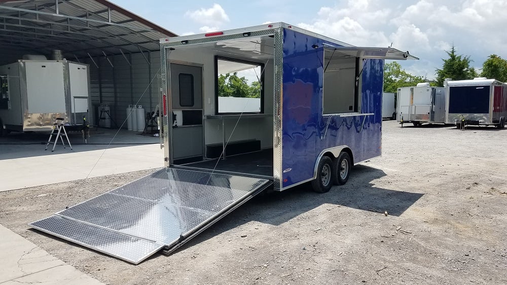 8.5' x 16' Cobalt Blue Concession Food Trailer