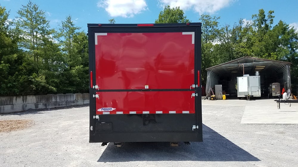 8.5' x 26' Red & Black Porch Style Concession Food Trailer With Appliances