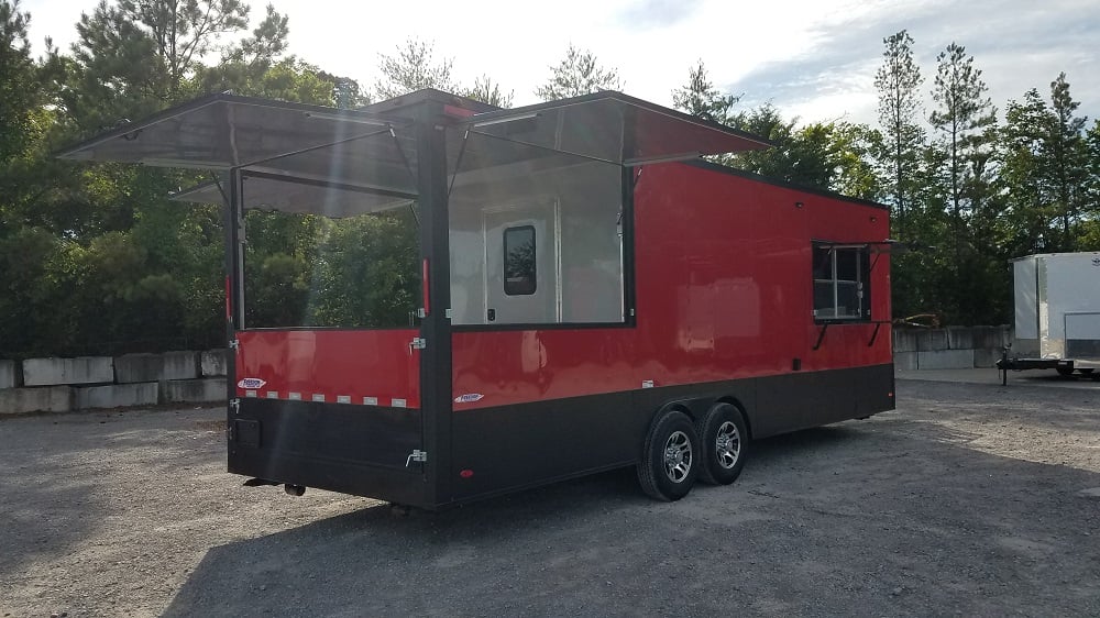 8.5' x 26' Red & Black Porch Style Concession Food Trailer With Appliances