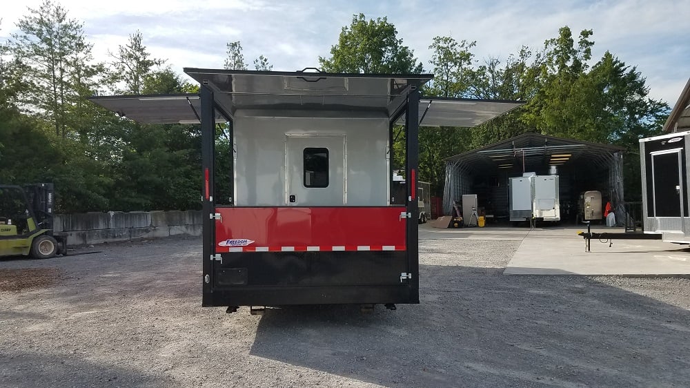 8.5' x 26' Red & Black Porch Style Concession Food Trailer