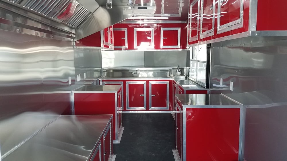 8.5' x 26' Red & Black Porch Style Concession Food Trailer