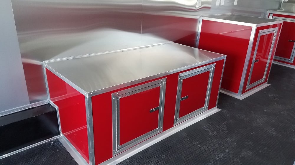 8.5' x 26' Red & Black Porch Style Concession Food Trailer